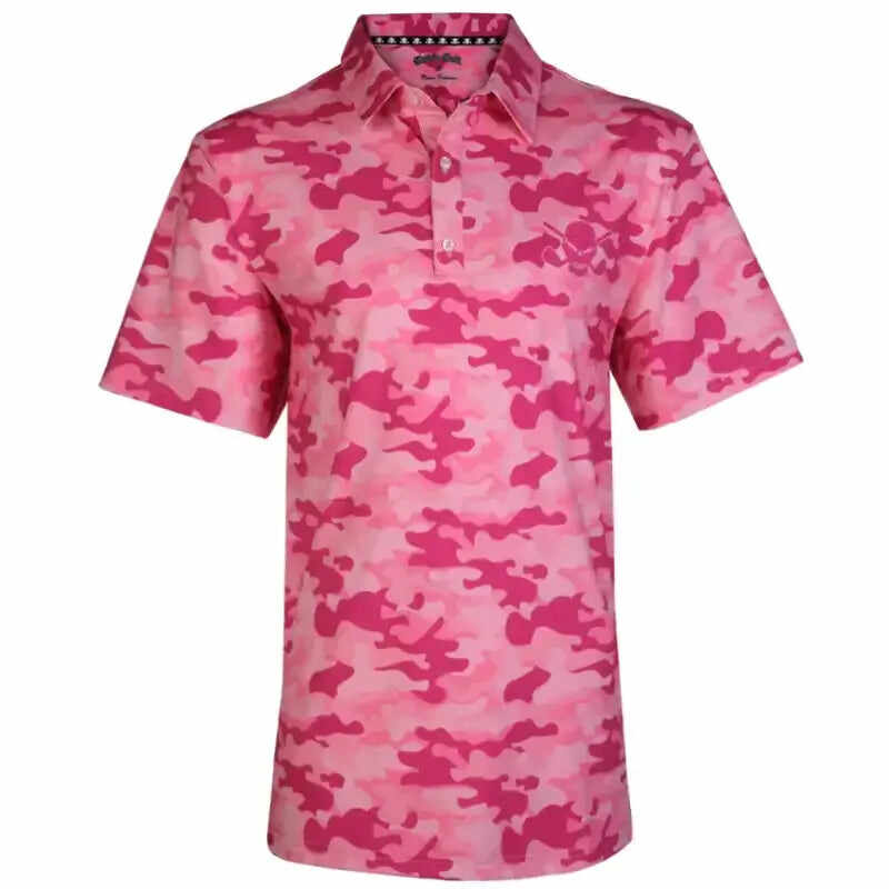 Camo Cool-Stretch Men's Golf Shirt (Pink)