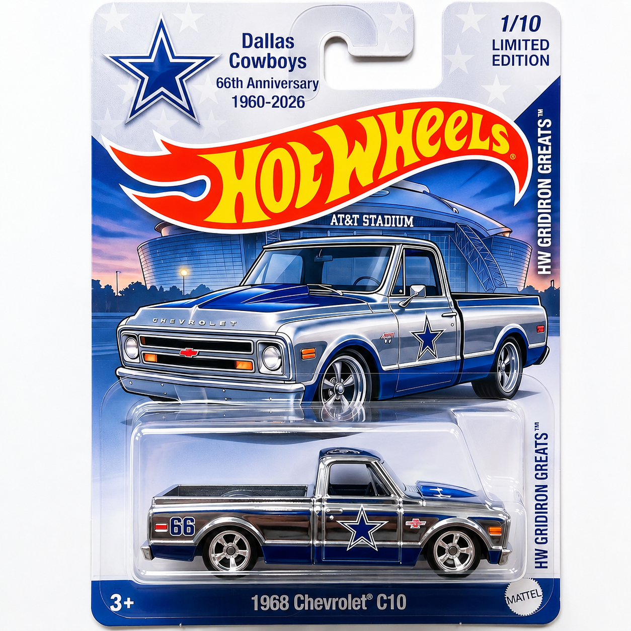 Hot Wheels Dallas Cowboys 66th Anniversary 1968 Chevrolet C10 Model