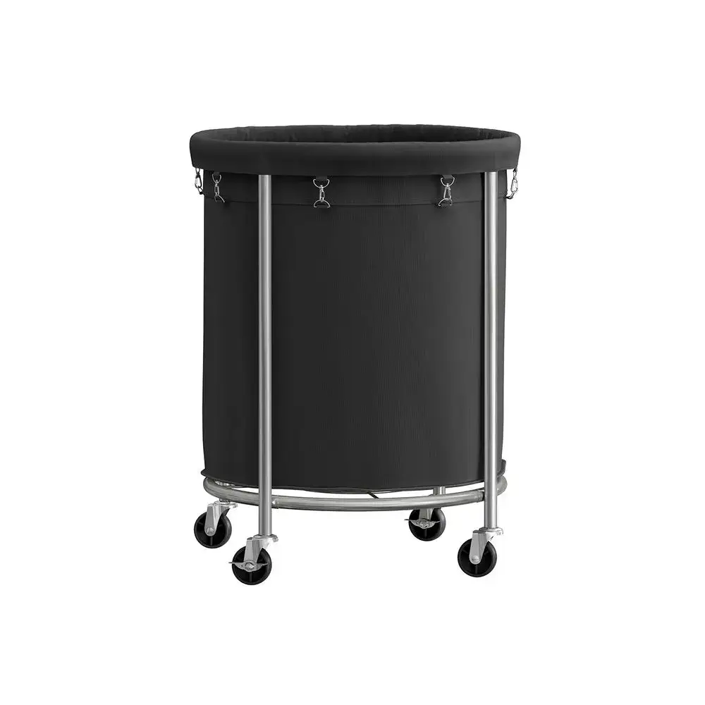SONGMICS Rolling Laundry Basket with Wheels - Cream & Silver