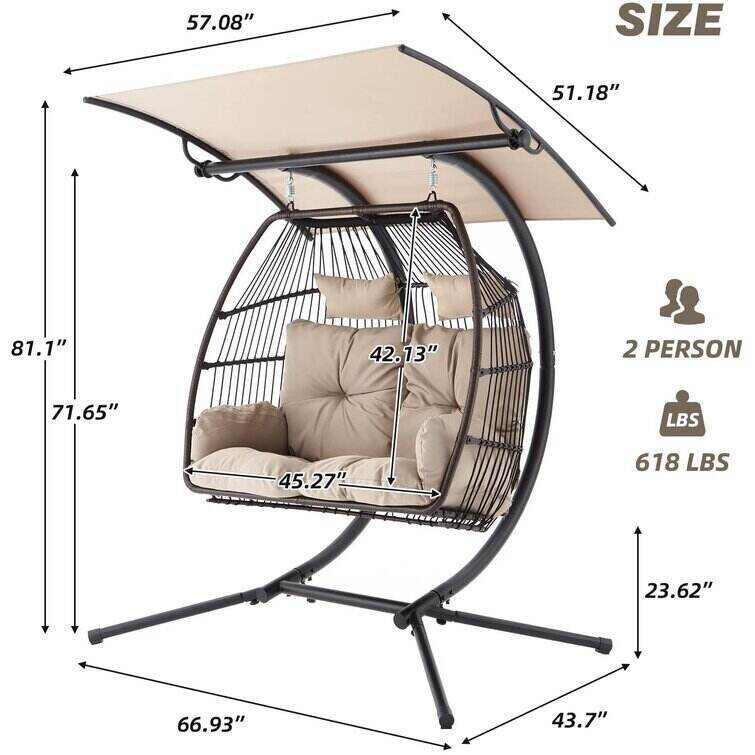 🔥Clearance Sale Only $39.9🔥Elza Double Swing Chair with Stand
