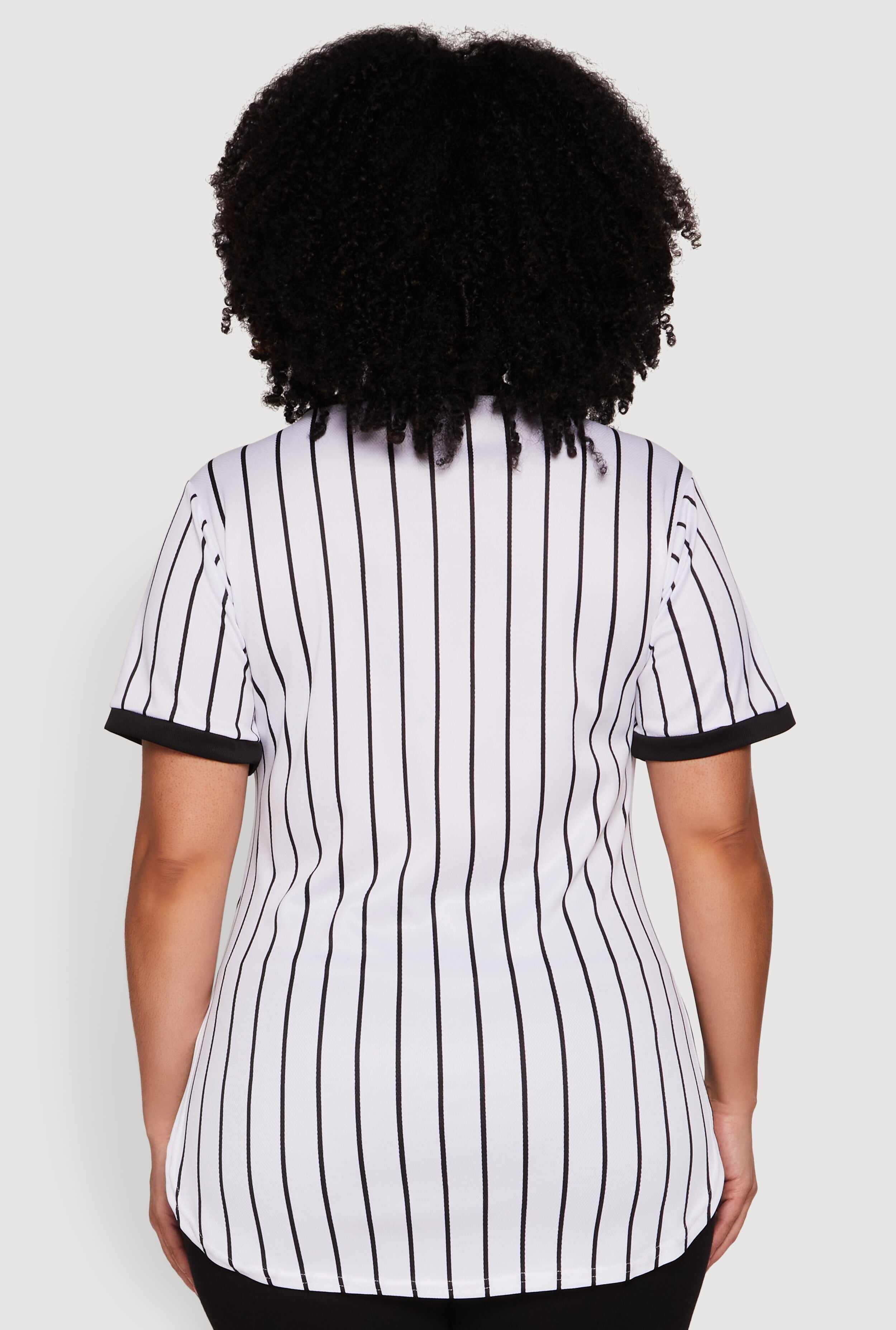 Plus Size Striped Queen Graphic Baseball Tee