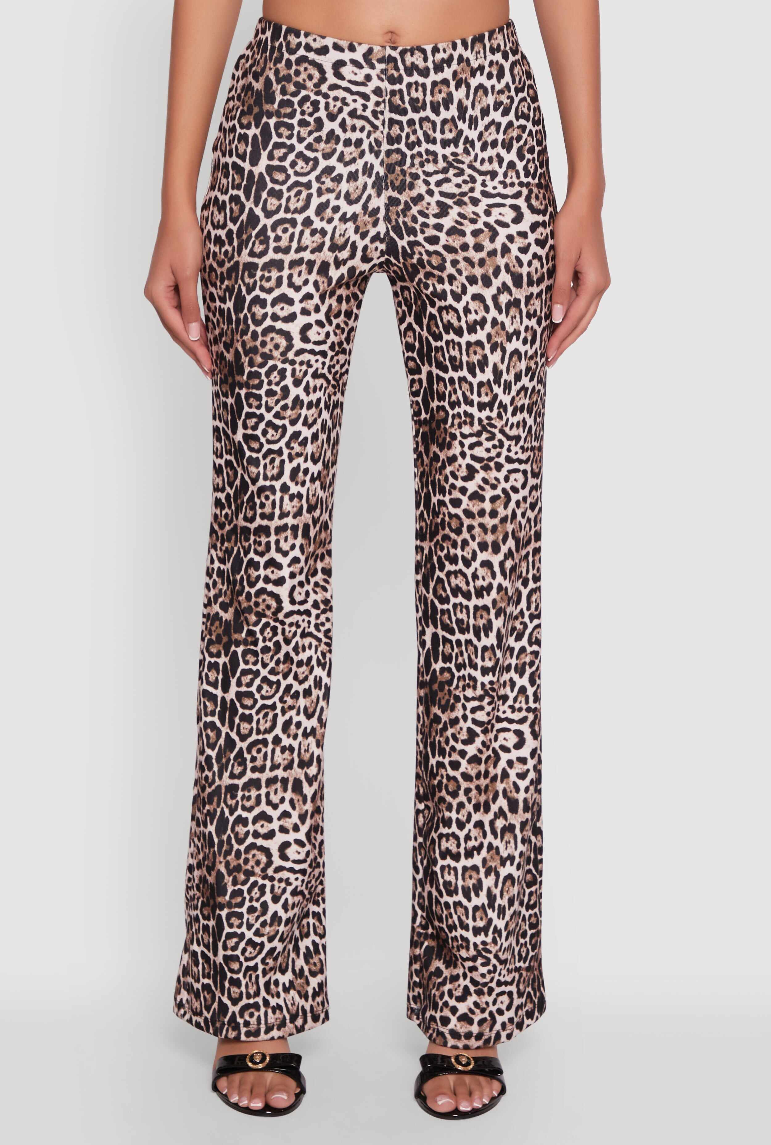Haute Monde Jaguar Print Flared Pants