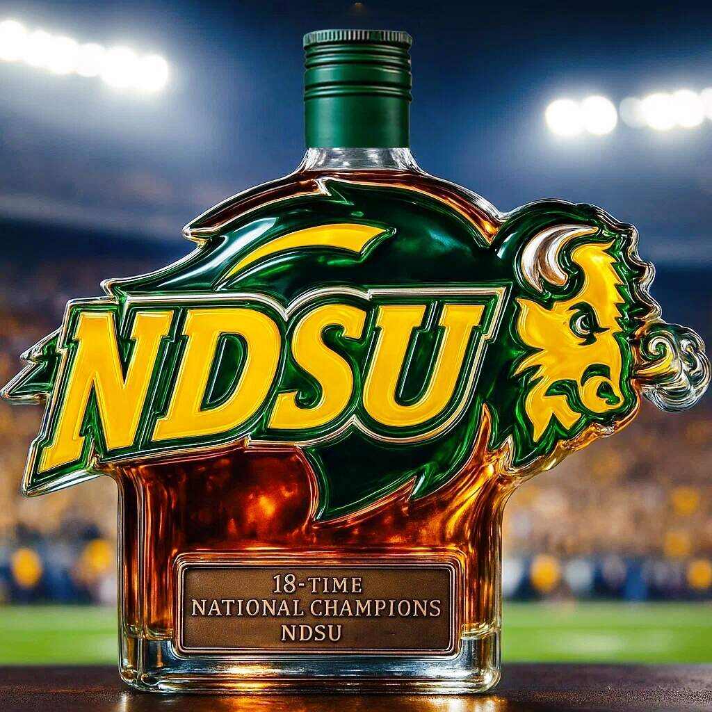 North Dakota State Bison 18-Time National Champion Whiskey Bottles