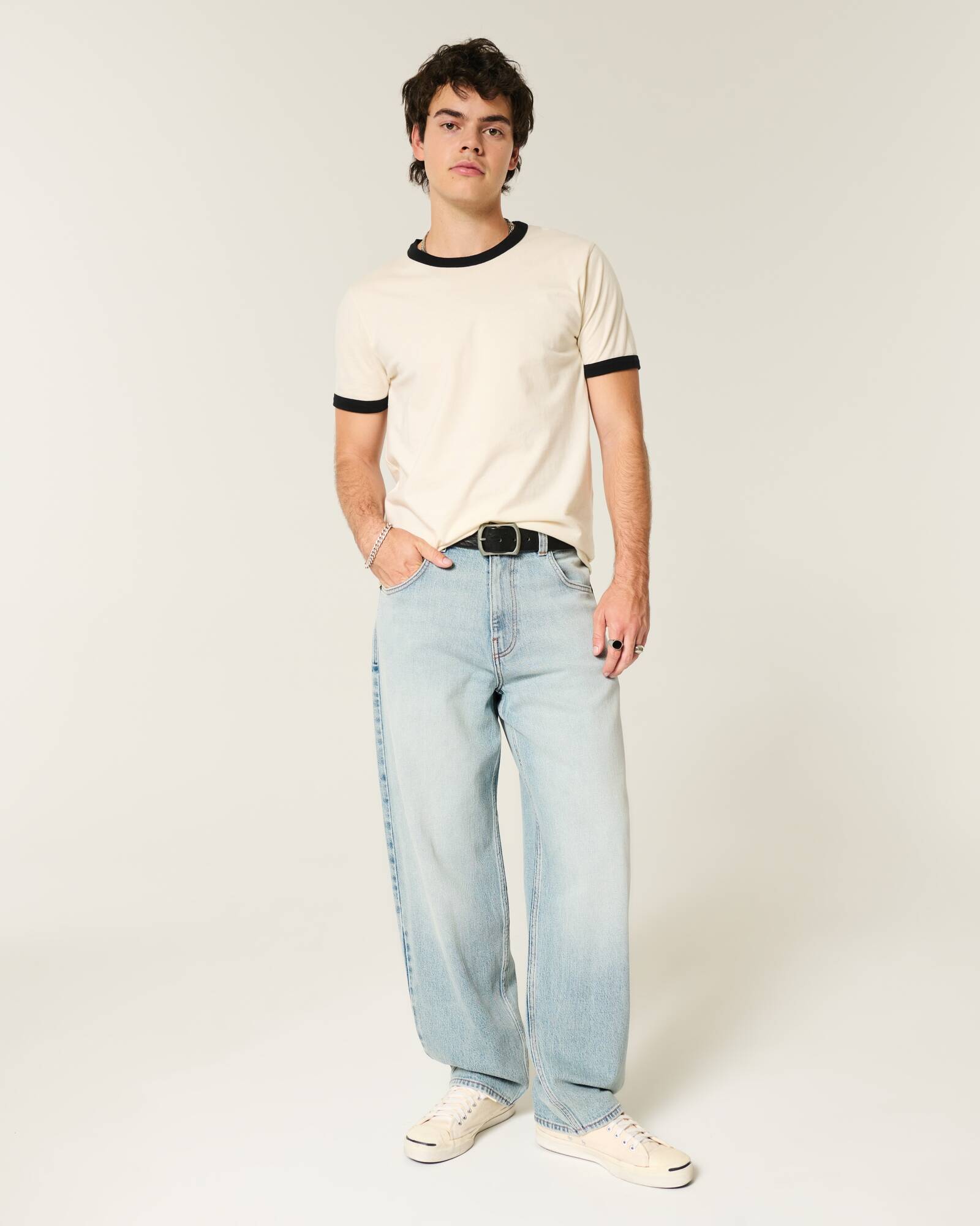 Medium Wash Skater Baggy Jeans