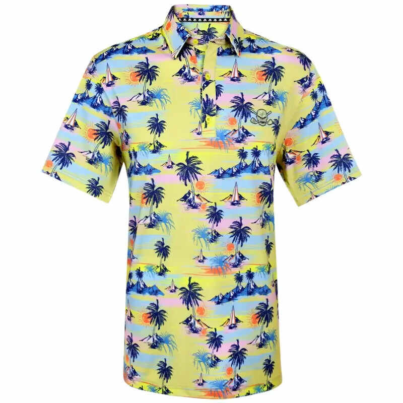 Vintage Hawaiian Men's Golf Shirt (Yellow)