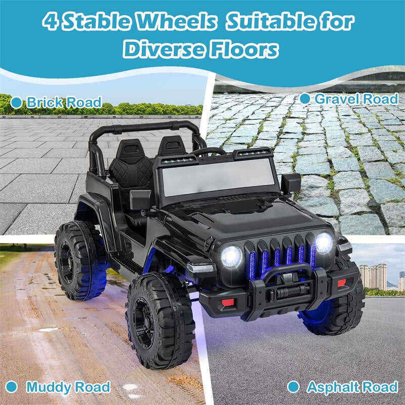 12V Kids Ride-on Jeep Car Battery Powered Electric Truck with Parental Remote Control