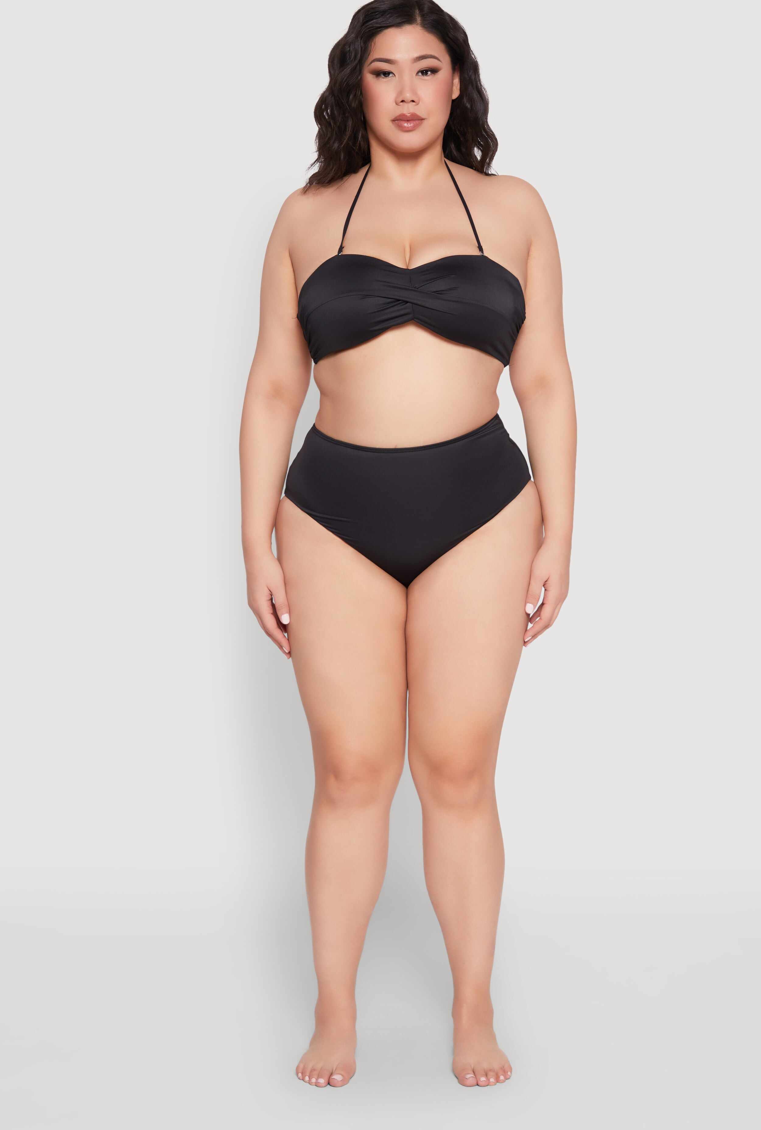 Plus Size Halter Neck Bandeau Bikini Top