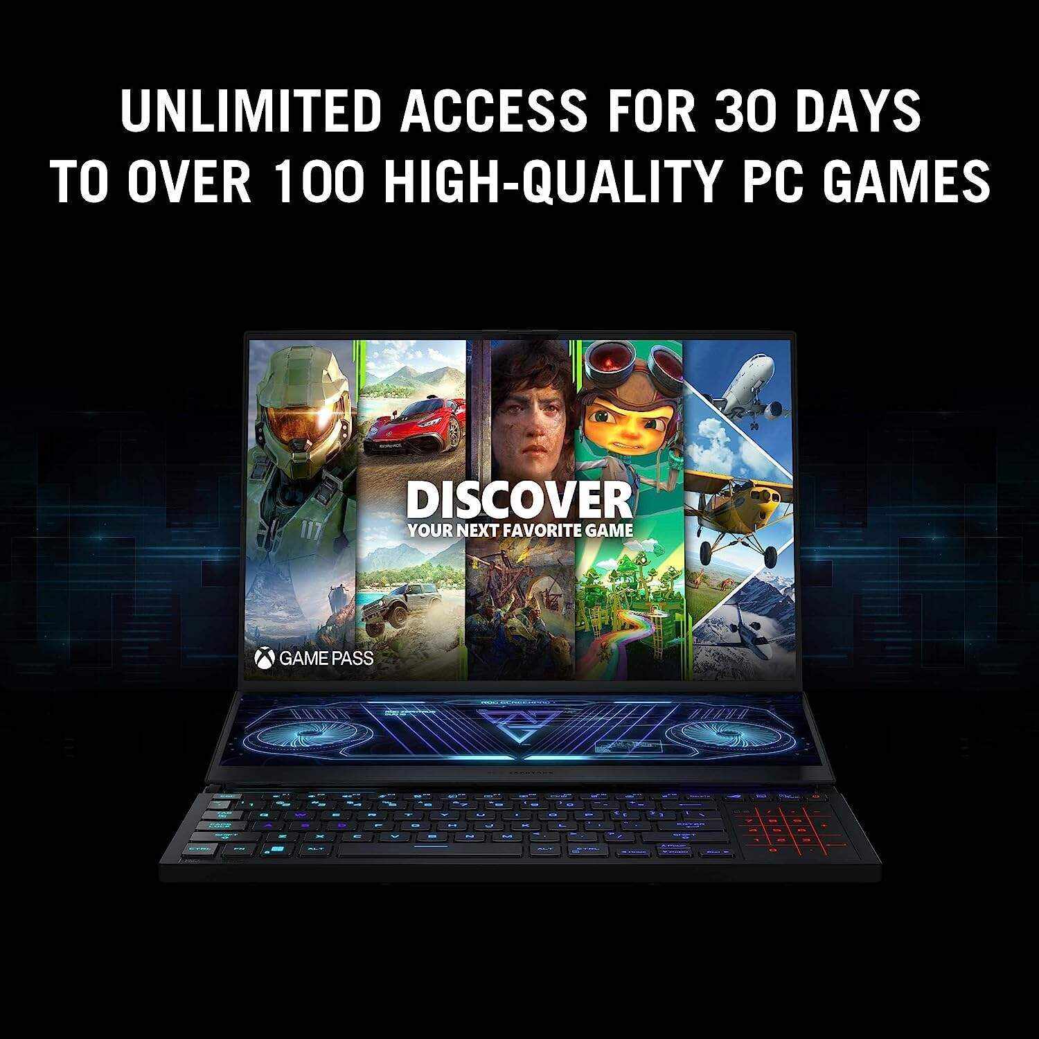 ROG Zephyrus Duo 16 (2022) Gaming Laptop, 16” Mini LED 240Hz/3ms, QHD 16:10 Display, 100% DCI-P3, NVIDIA GeForce RTX 4080, AMD Ryzen 9 7945HX, 32GB DDR5, 1TB SSD, Windows 11 Pro, GX650PZ-XS96