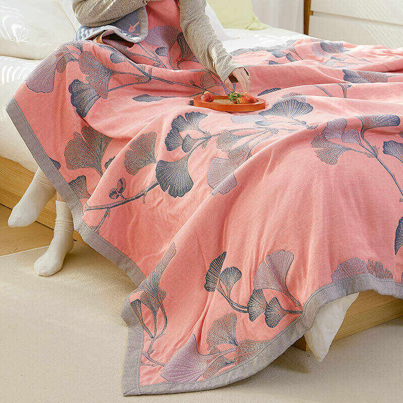 Ginkgo Leaf Cotton Gauze Reversible Quilt