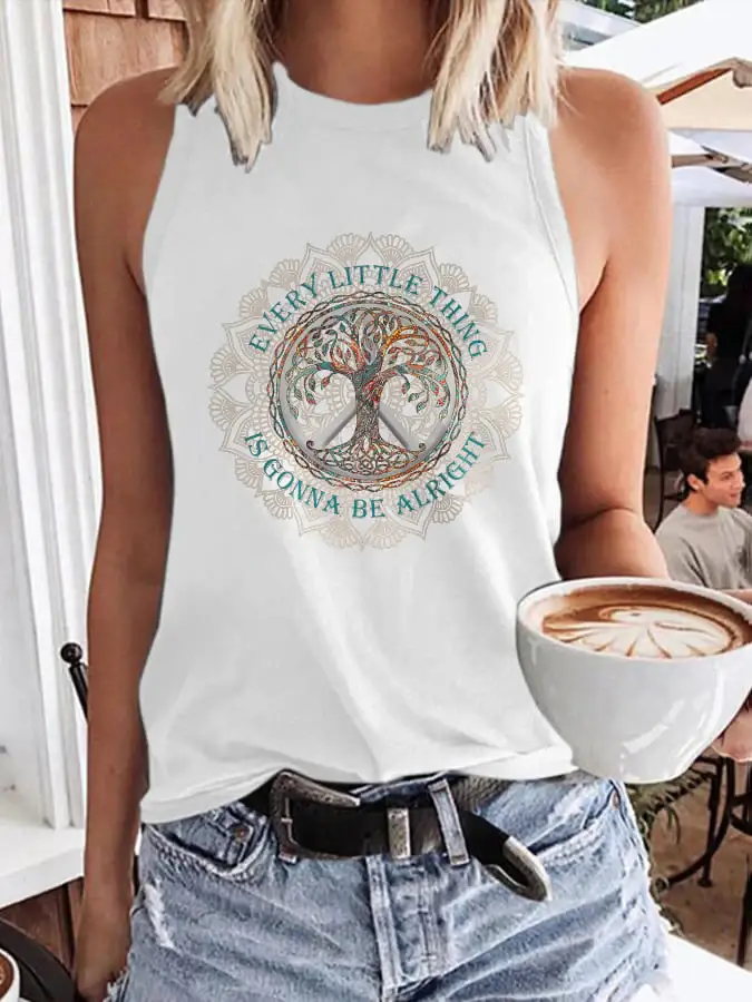 Retro Hippie Mandala Every Little Thing Is Gonna Be Alright Tank Top