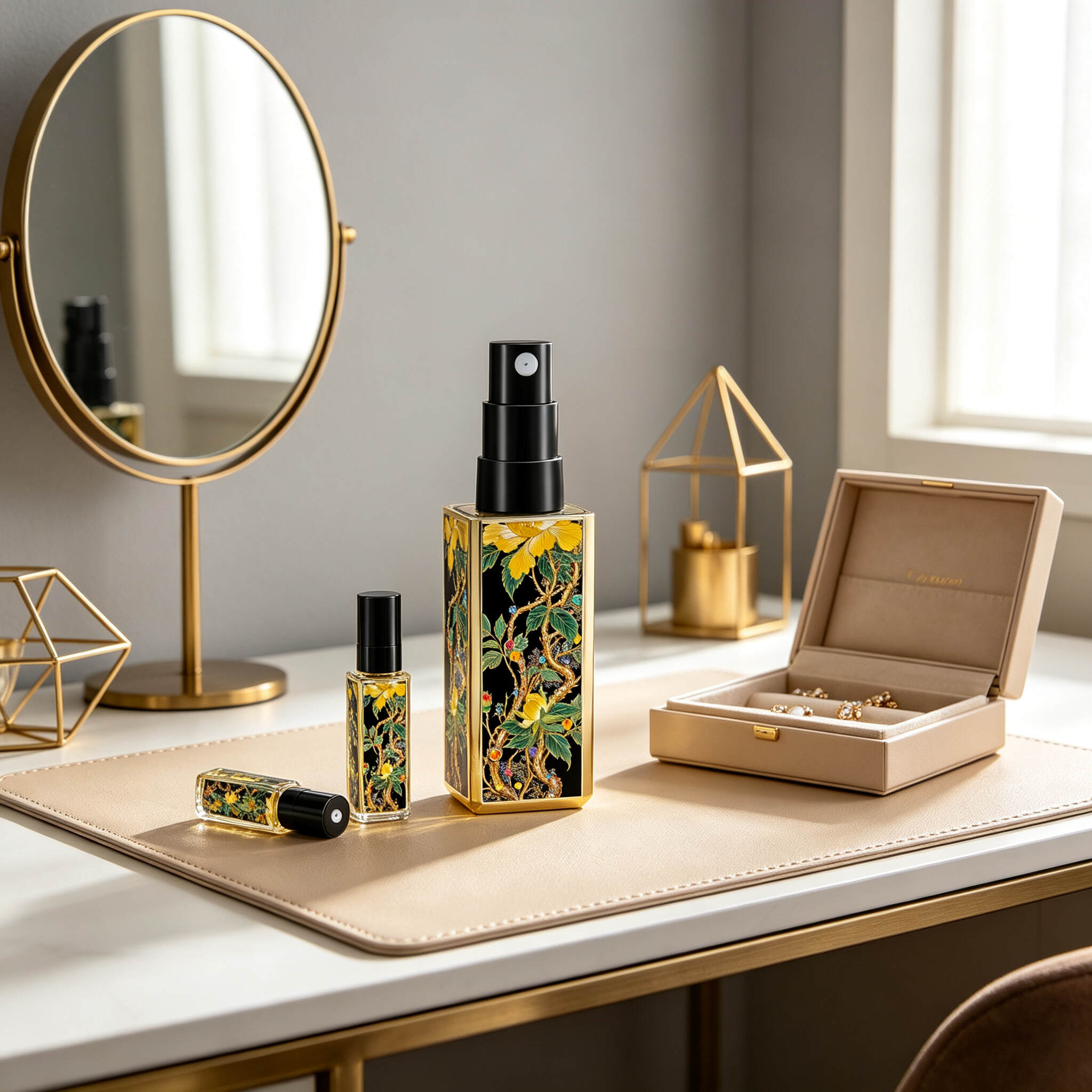 Black gold high-end square perfume bottle sample for easy travel with a straight bottom for filling perfume.