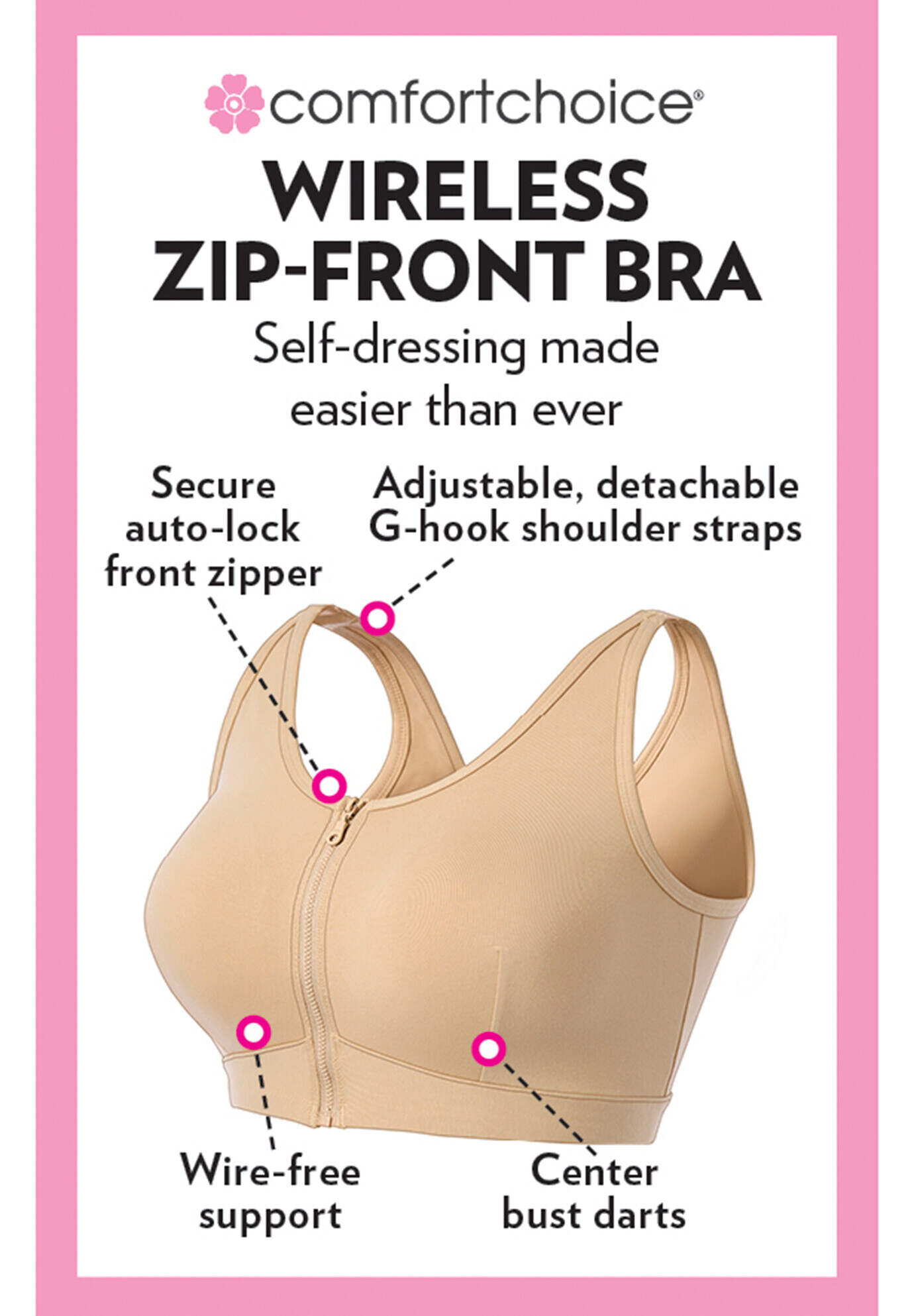 Wireless Zip Front Bra