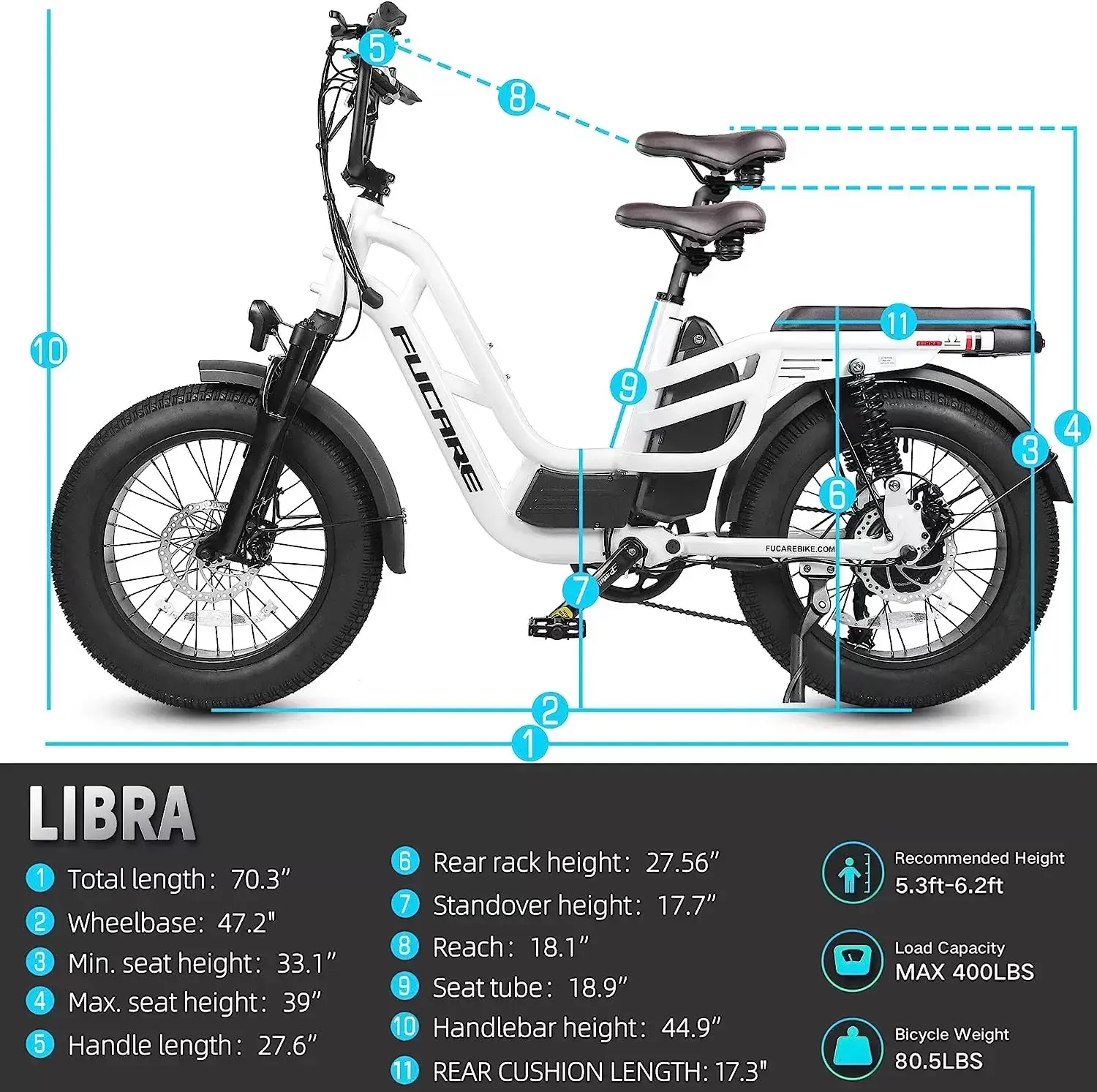 Fucare Libra 750W Electric Bike for Adults 32MPH 48V 20Ah LG Lithium Battery EBike with Full Suspension LCD Color Display 20
