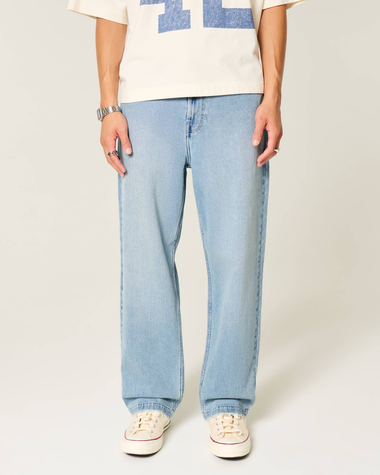 Railroad Stripe Baggy Painter Jeans