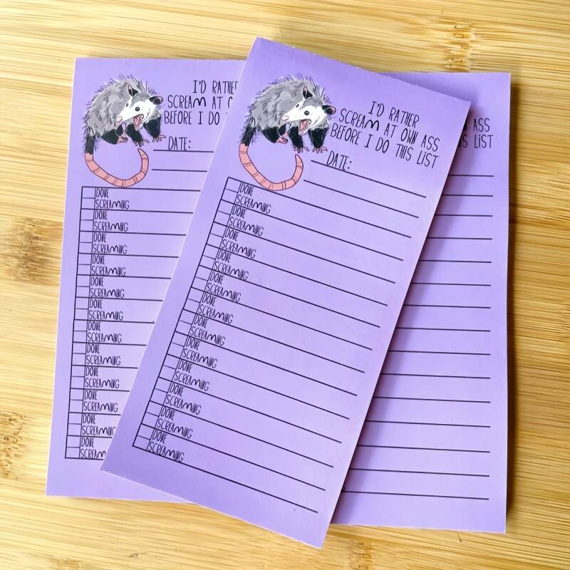 Possum Screaming To Do List Notepad