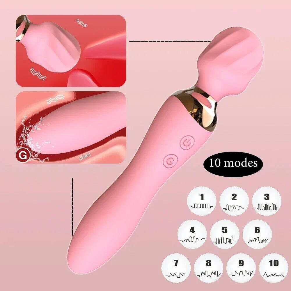 Powerful Wand Vibrator for Women – 10 Modes, Clit & G-Spot Stimulator