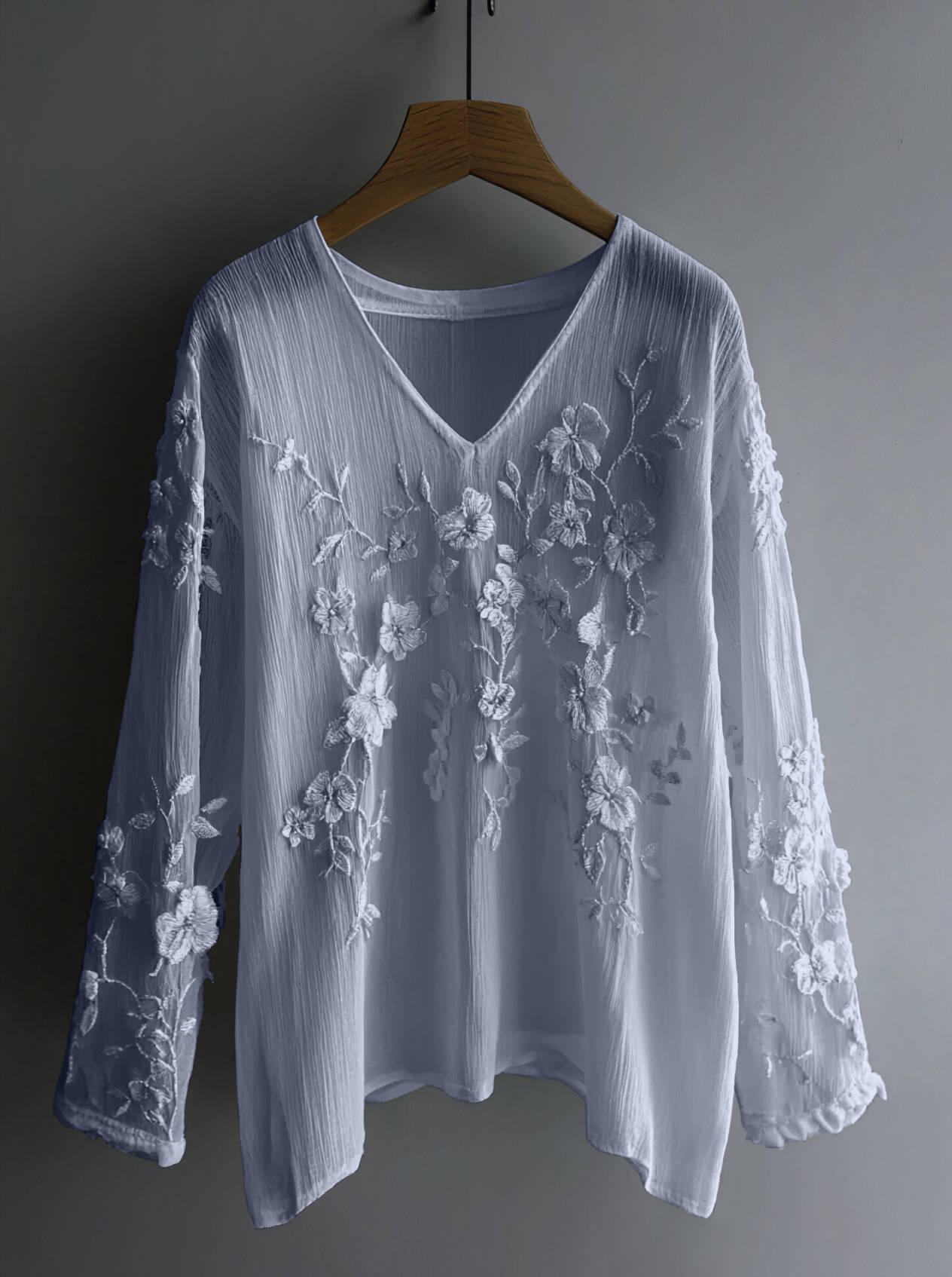 Vintage Floral Lace Embroidered Comfy Long Sleeve Tunic