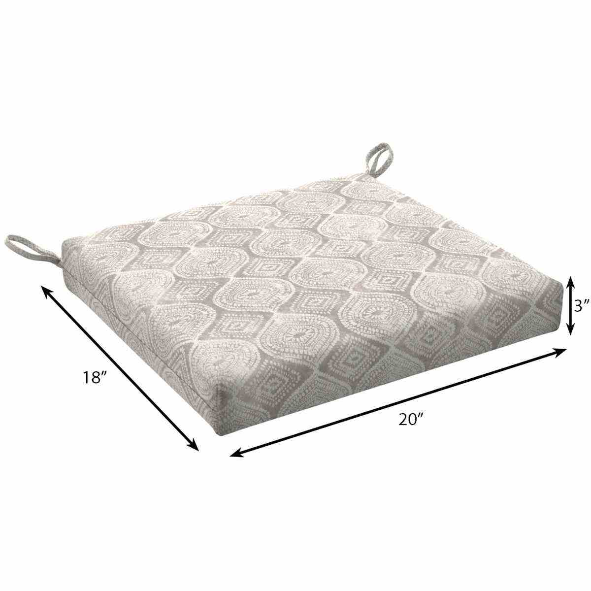 Grey Patna Geo Outdoor Square Seat Cushion
