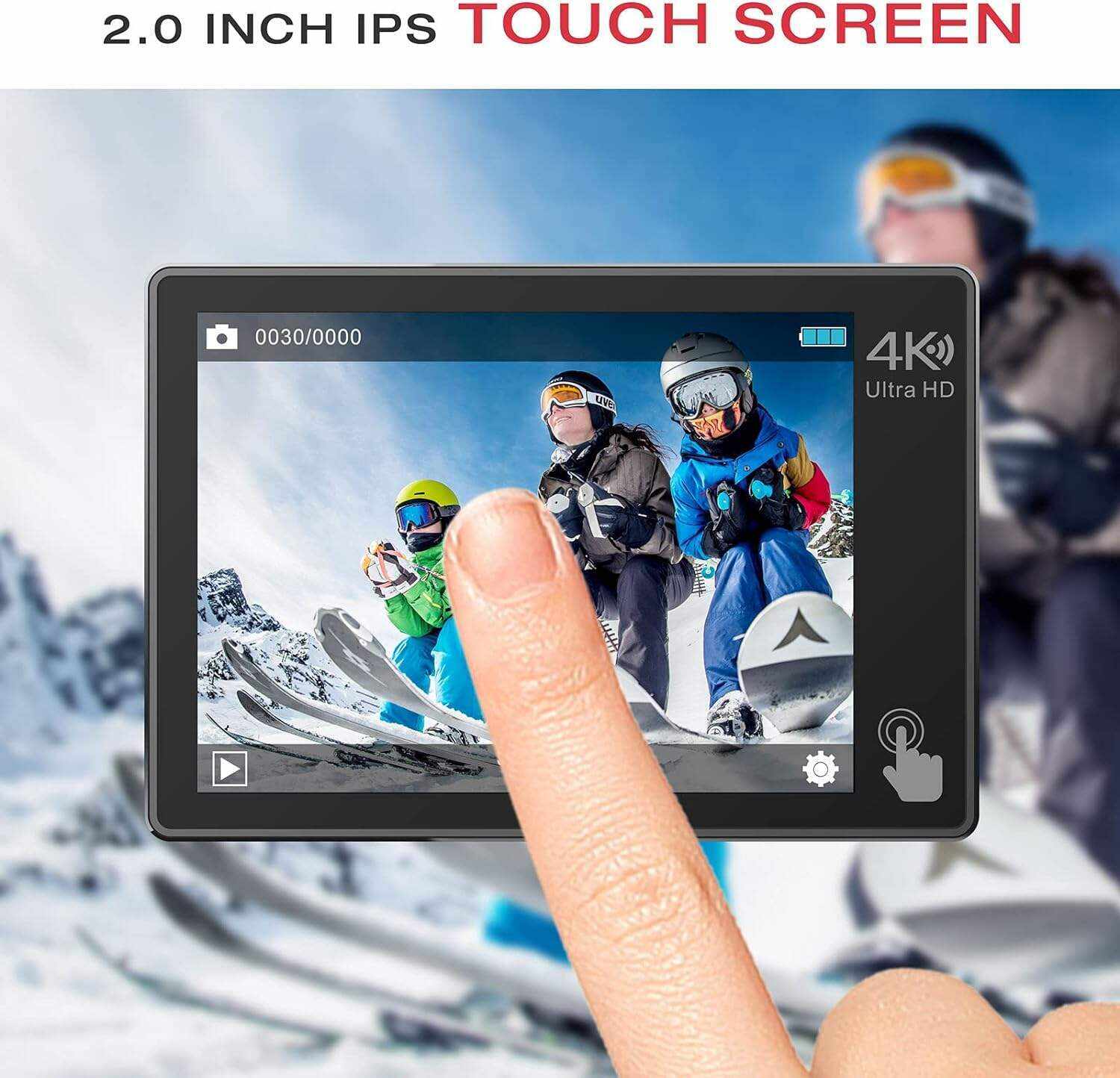 Underwater Camera,24MP 40m WiFi Dual Color Screen Action Camera 4K For Snorkeling Sports,Waterproof Camera with Bike Helmet,EIS Stabilization,170° Wide Angle,4X Zoom,2 Batteries and Mounting Kits