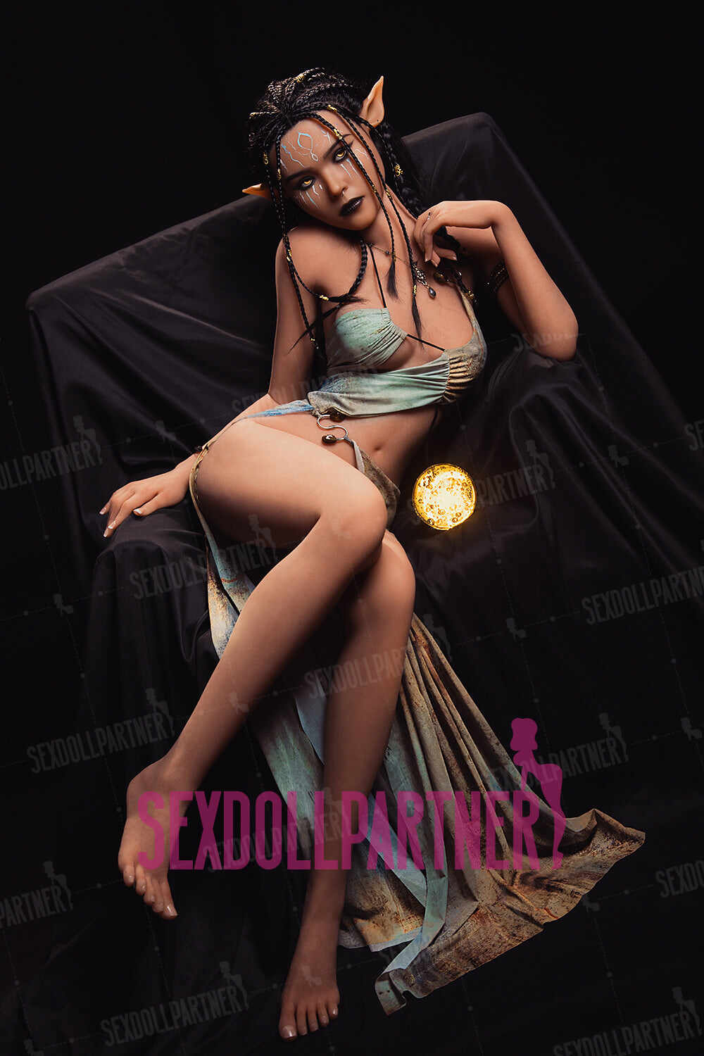 EU Stock - YAMIEE Sia 5.15ft /157cm 1073E Silicone Head TPE Body Tan Elf Hentai Alien Girl Sex Doll