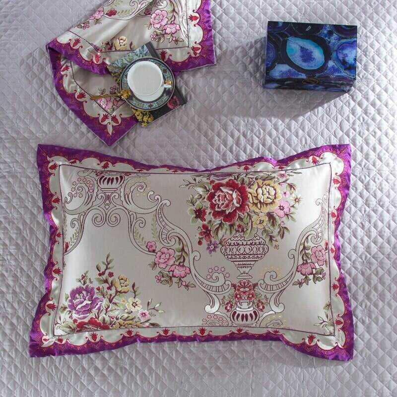 Kaleyra Silver Golden Silk Satin Cotton Duvet Cover Set