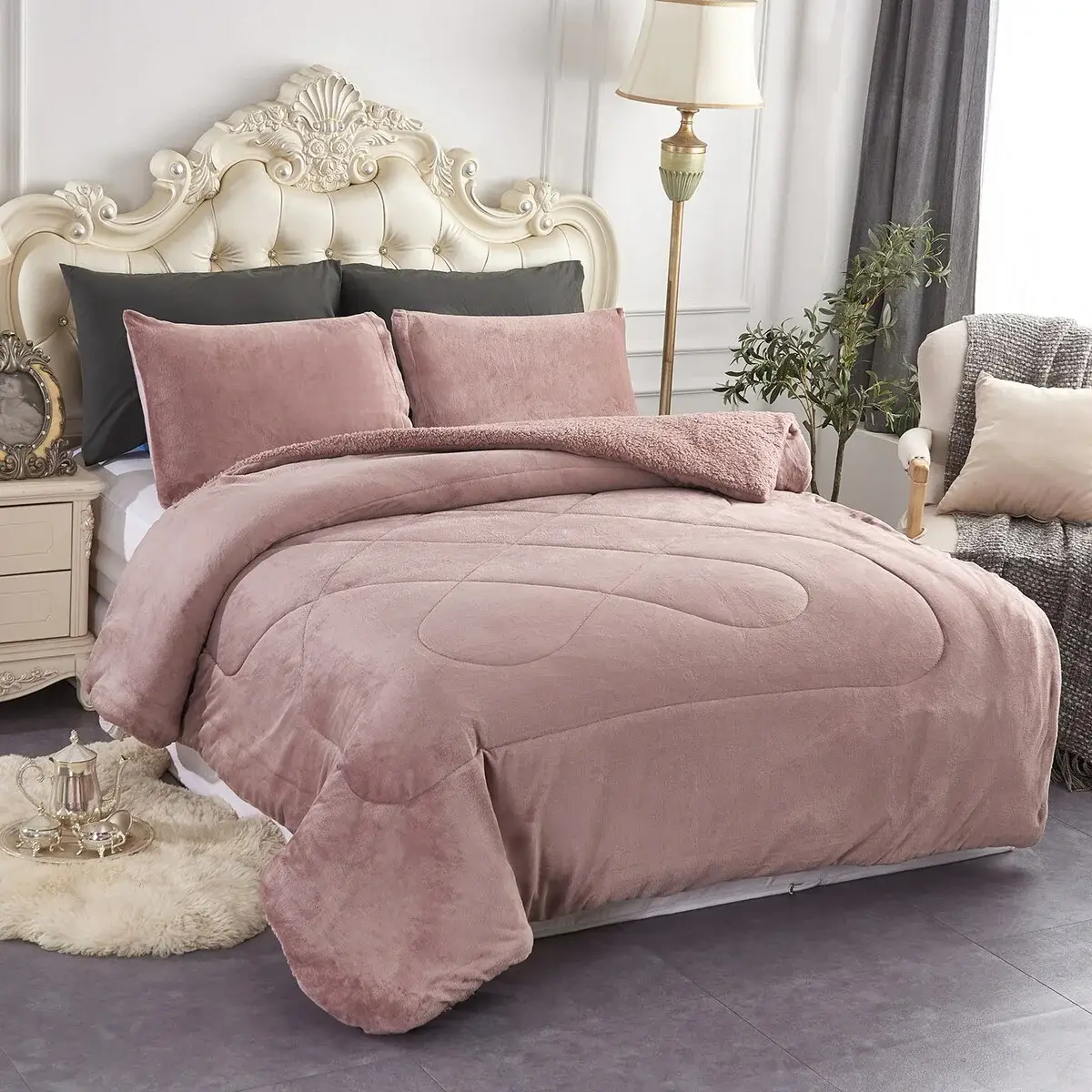 Fleece/ Sherpa Down Alternative 3-piece Comforter Set