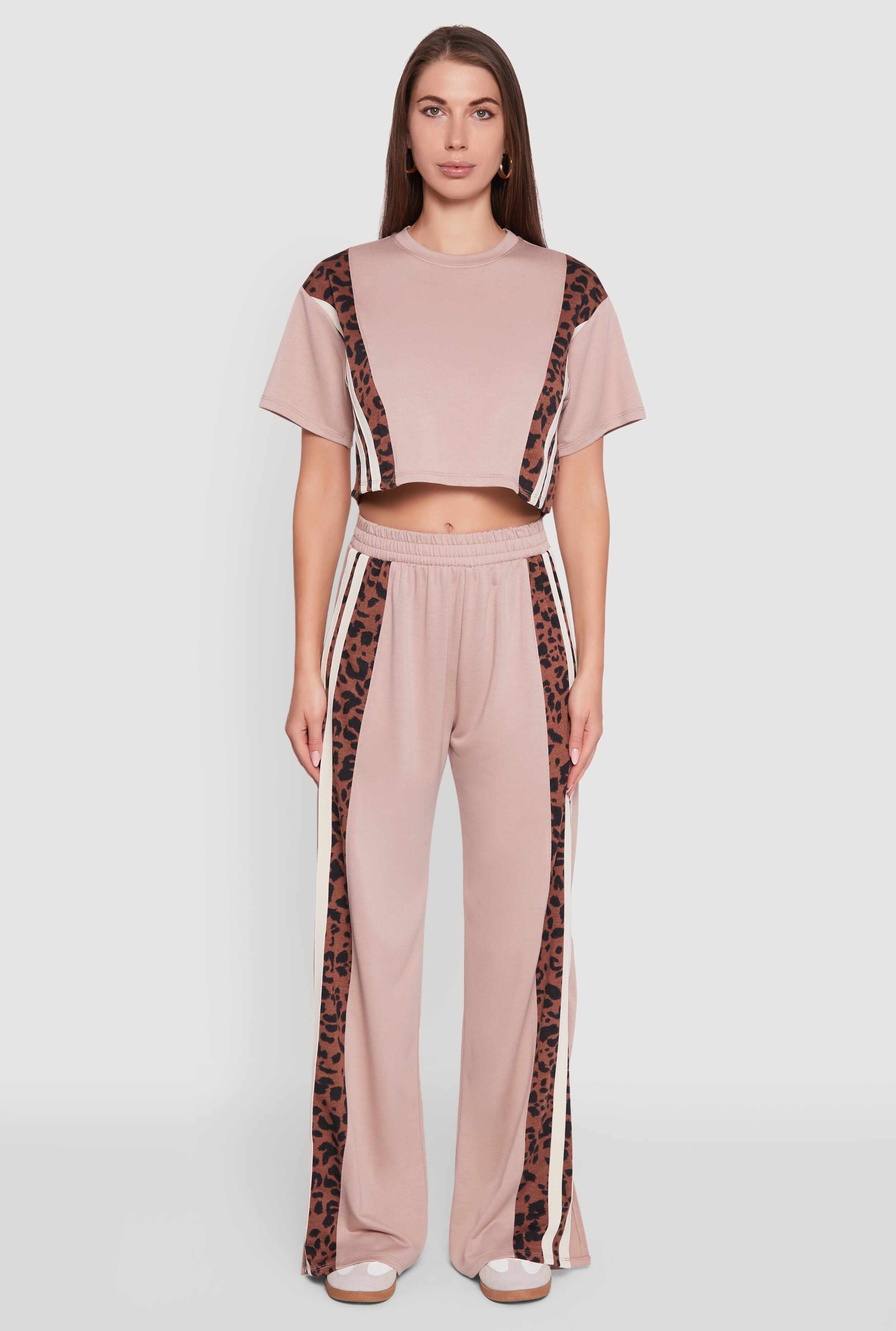Animal Print Varsity Stripe Side Crop Top