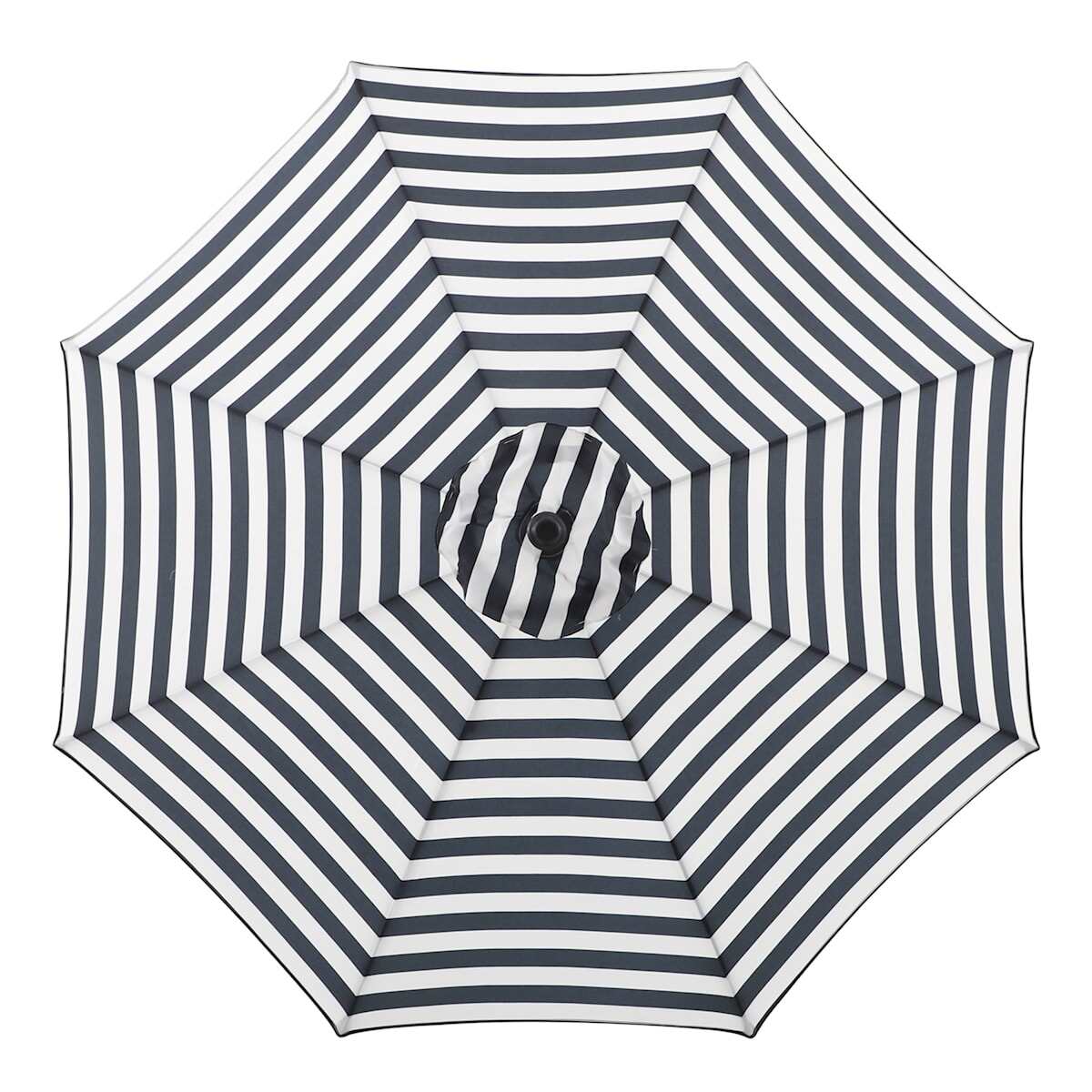 Black Awning Stripe Crank & Tilt Round Patio Umbrella, 9'