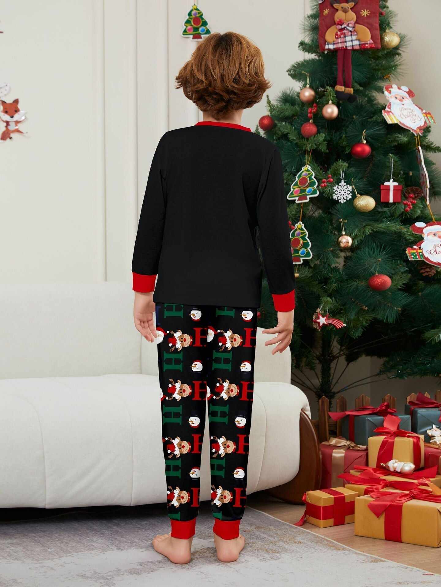 Christmas Deer & Santa Family Matching Pajama Set