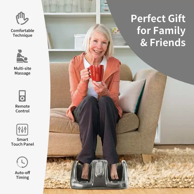 Electric Shiatsu Foot Massager with High-Intensity Rollers, Machine Massage for Feet Leg Calf Ankle, Nerve Pain Therapy