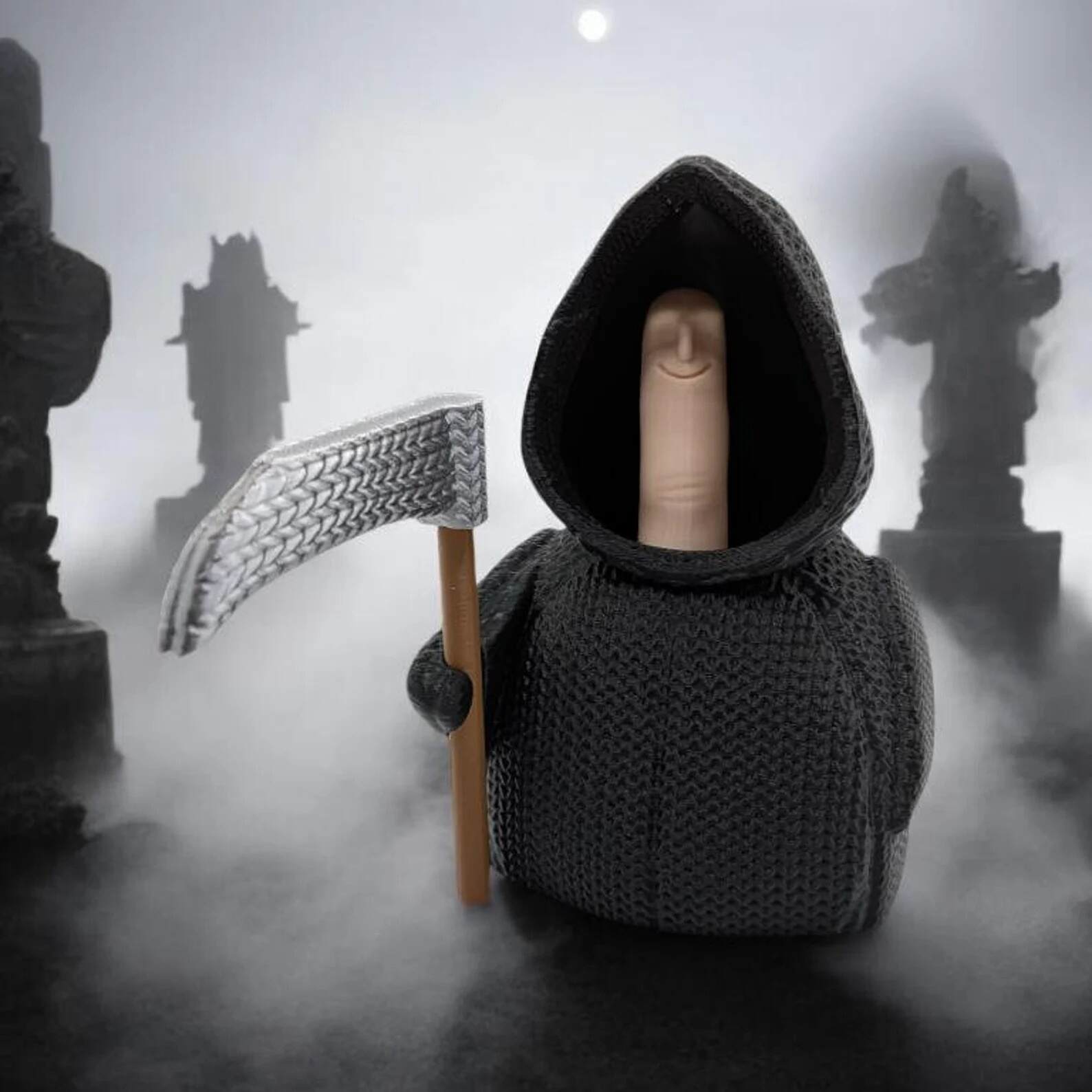 😈The Knitted Reaper ！Knitted Smiling  Reaper Middle Finger Doll