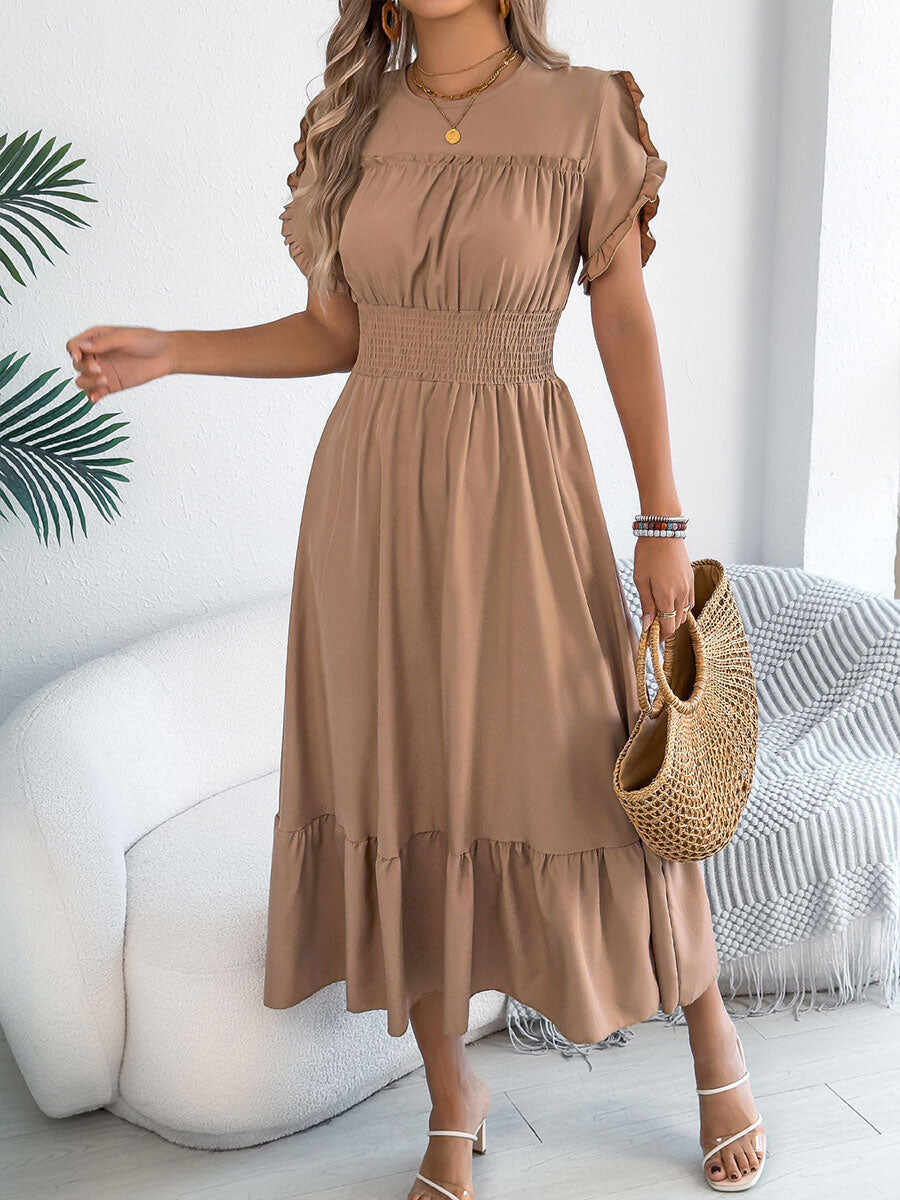 🔥Summer Arrivals🌟Women's Casual Ruffled Short-sleeved Maxi Dress