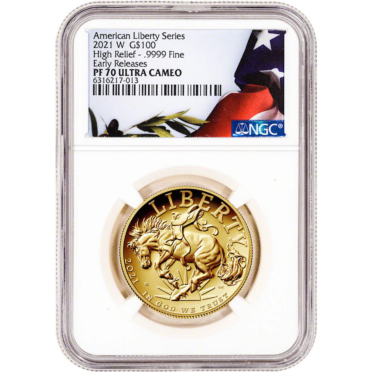 2021 W American Liberty Gold High Relief Proof 1 oz $100 NGC PF70 Early Releases