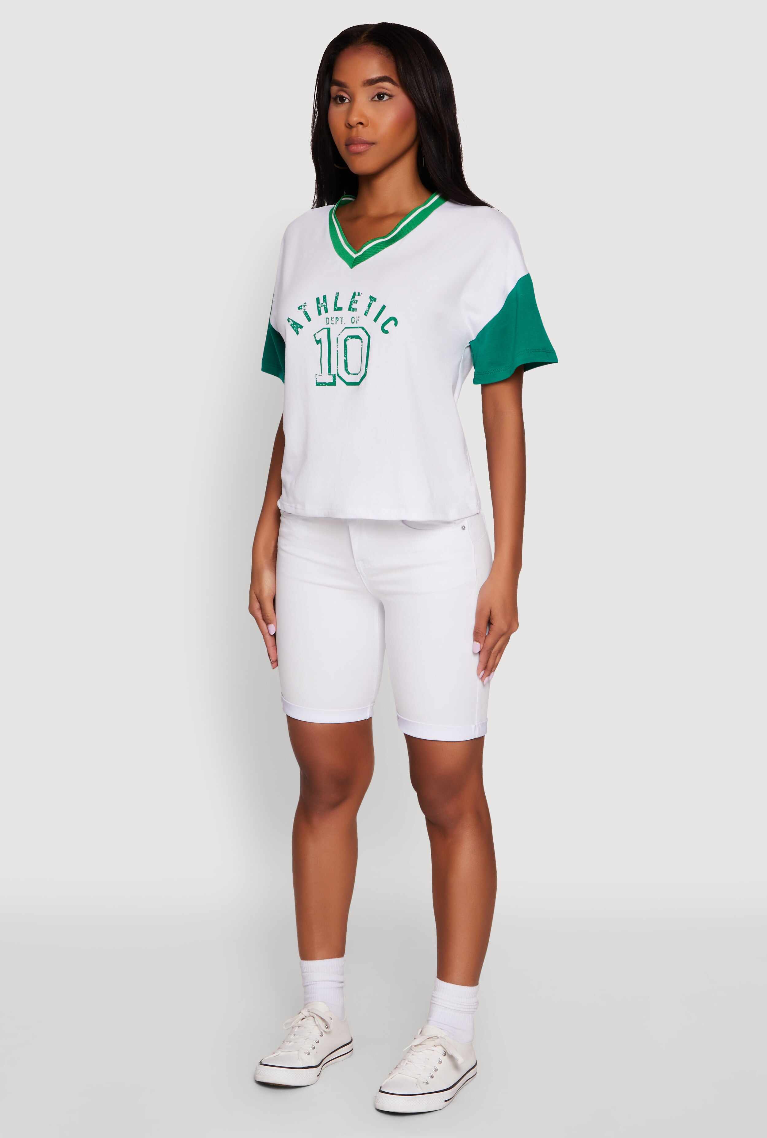 Athletic Dept Graphic V Neck Baseball Tee