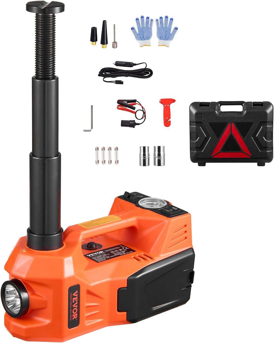 Electric Car Jack, 5 Ton/11023 LBS Hydraulic Jack Lift with Electric Impact Wrench, Built-in Inflatable Pump, and LED Light for SUV MPV Sedan Truck Change Tires Garage Repair