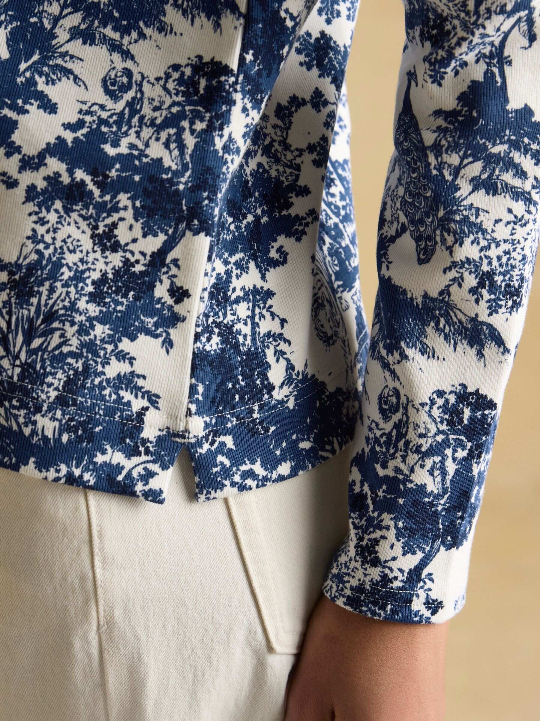 Harbour Navy Toile de Jouy Boat Neck Printed Top