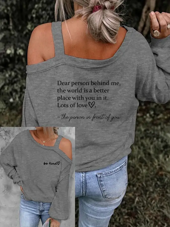 Women's Be Kind The World Is A Better Place With You In It Print Casual Balloon Sleeve T-Shirt