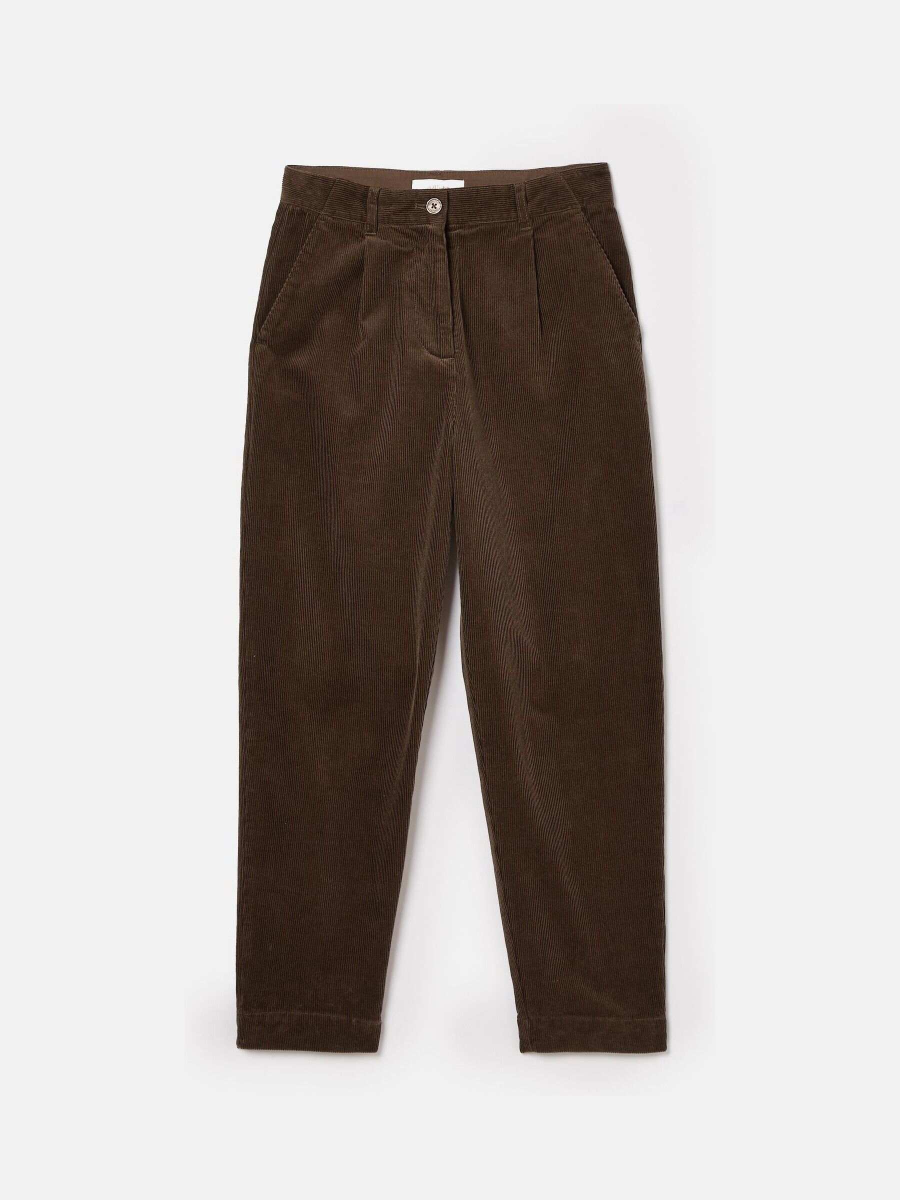 Calla Dark Brown Corduroy Tapered Trousers