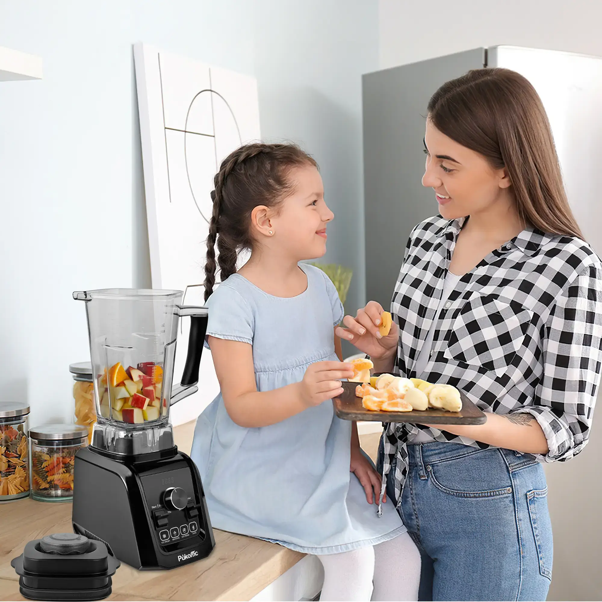 Pukomc Professional 1200W Blender – 9 Speed Settings + Pulse – Ice Crushing, Smoothies, Juicing – 65oz Capacity