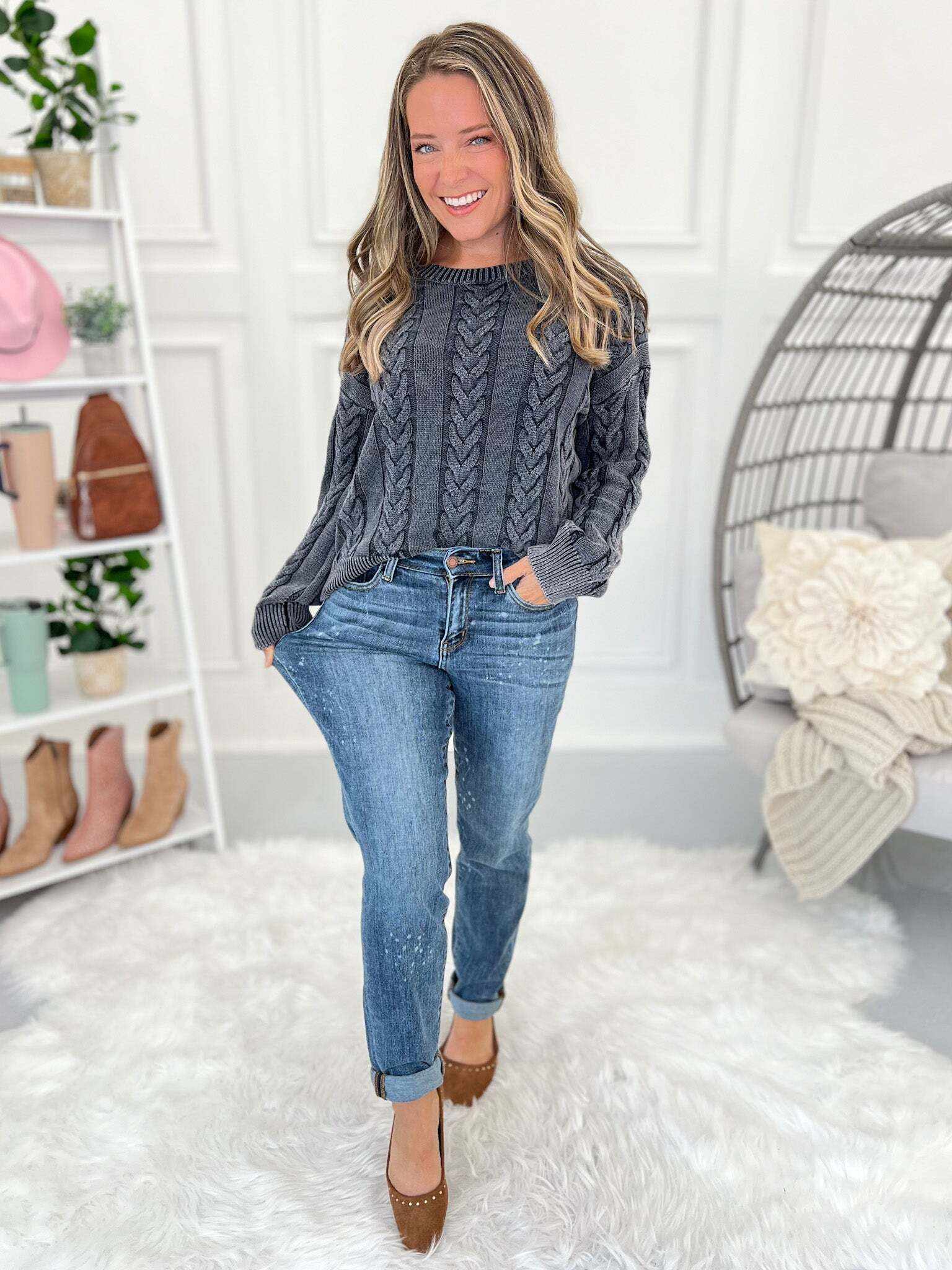 Life Of The Party - Christmas Bleach Splash Boyfriend Jeans- Final Sale