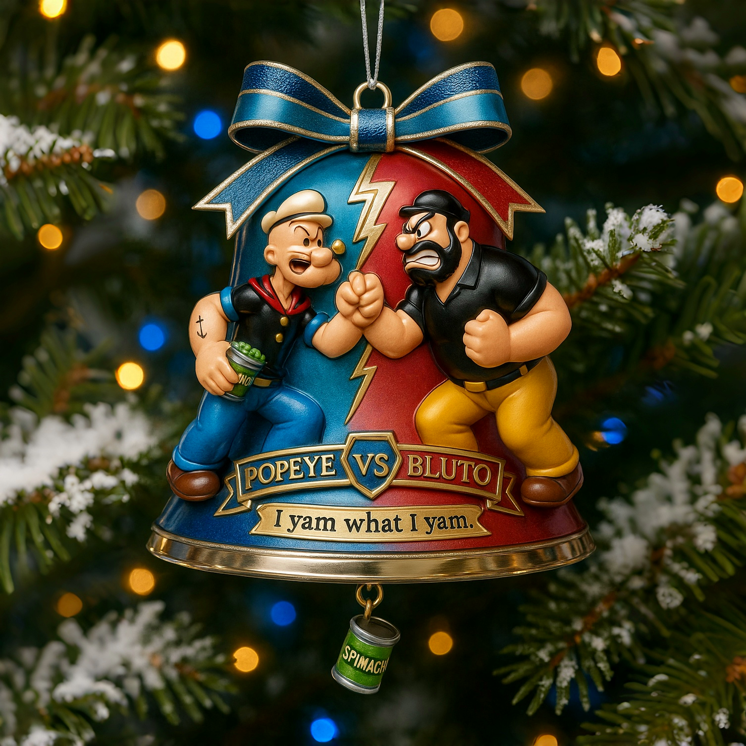 POPEYE vs. BLUTO Sculpted Xmas Bell Ornament