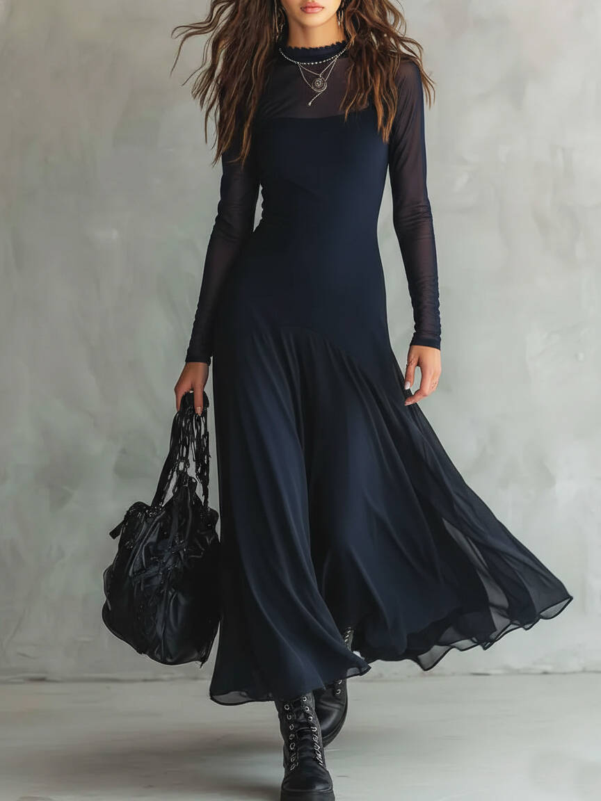 🔥Summer Arrivals🌟Elegant Mesh Sheer Multi-layered Stretch Maxi Dress