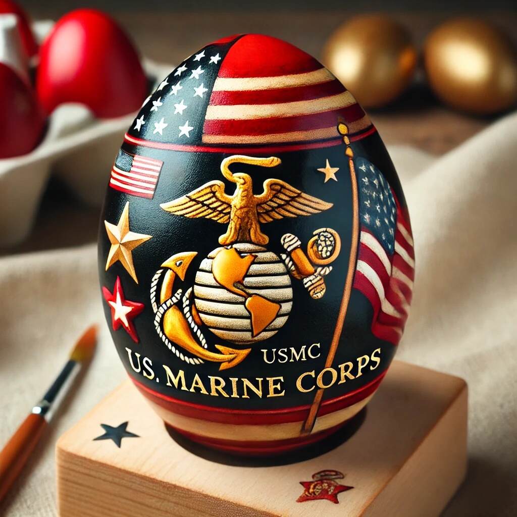 Hand-painted Military-themed Easter Egg