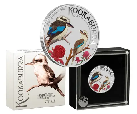 2023 Australian Kookaburra - World Money Fair Berlin Special Edition - 1oz Silver Coloured