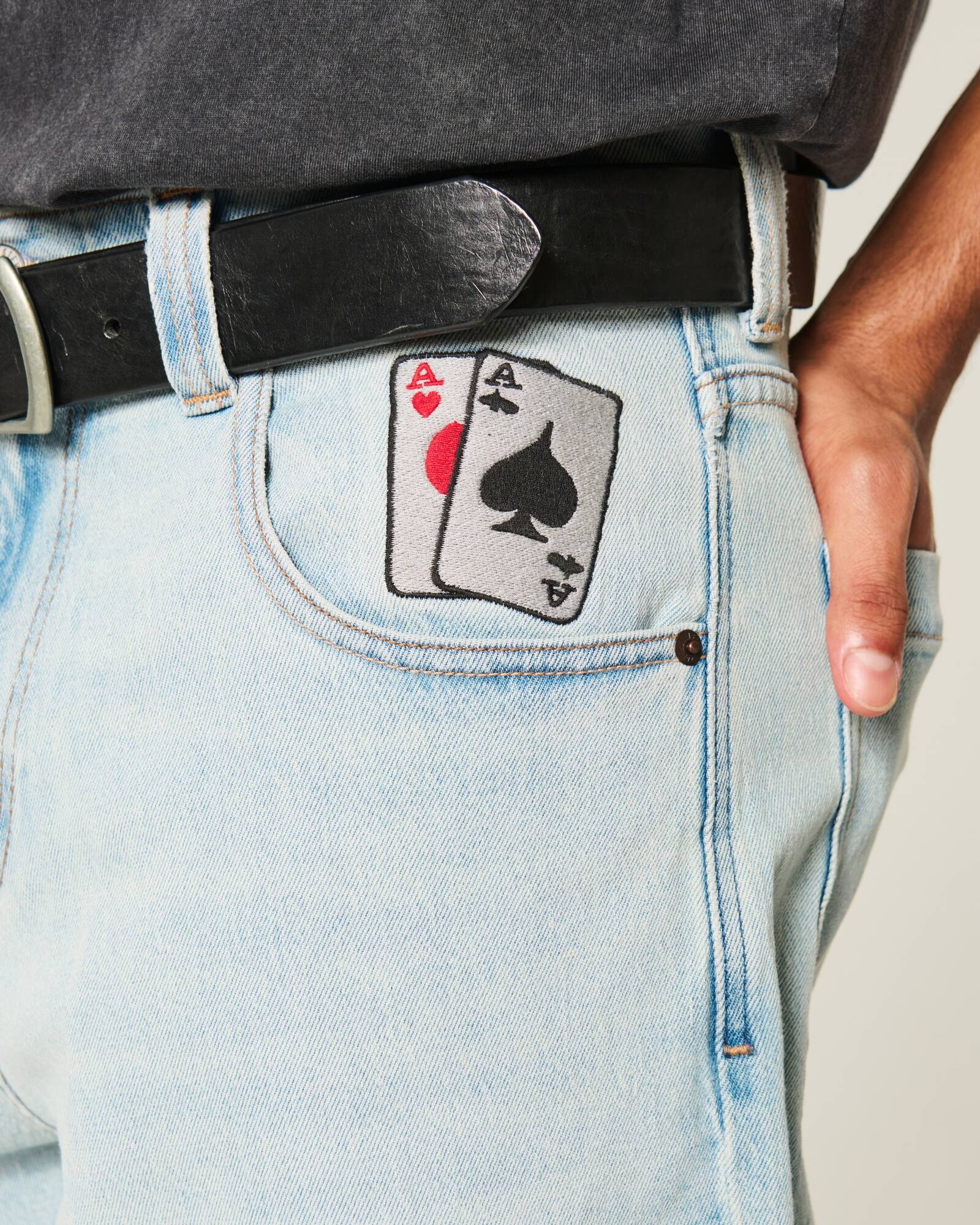 Medium Wash Skater Baggy Jeans