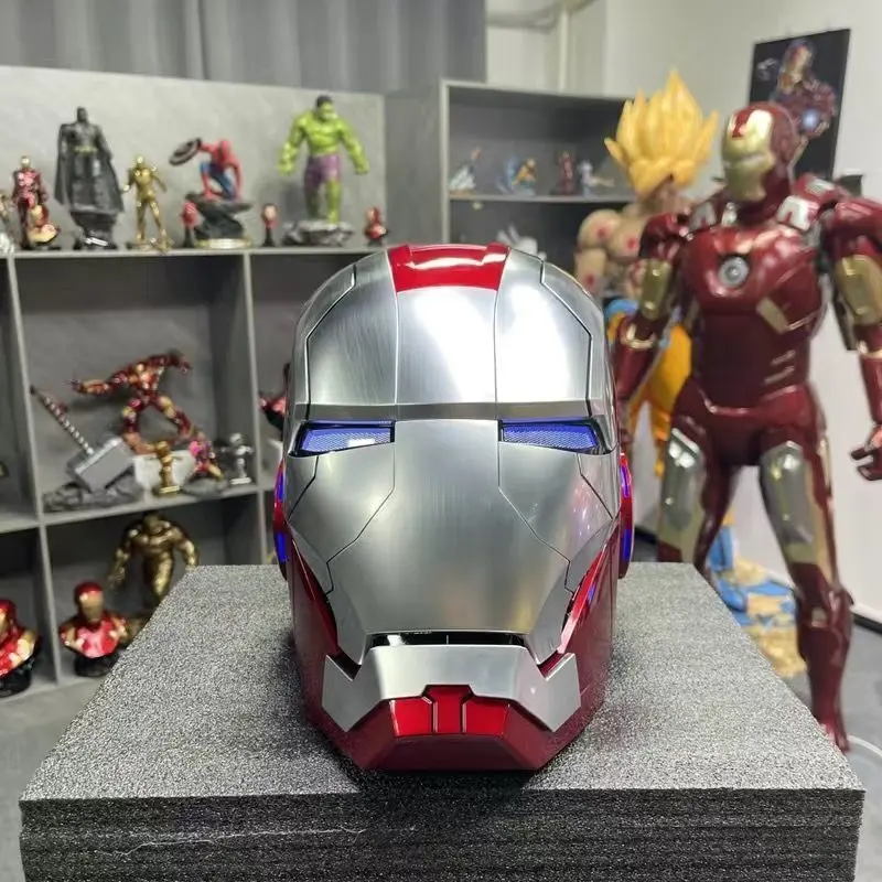 Iron Man MK5 Electric Helmet: 1:1 full-scale wearable, fully automatic voice-controlled opening and closing, high-grade electroplated metal finish, Jarvis AI interactive system, built-in LED glowing eyes, high-end collectible model