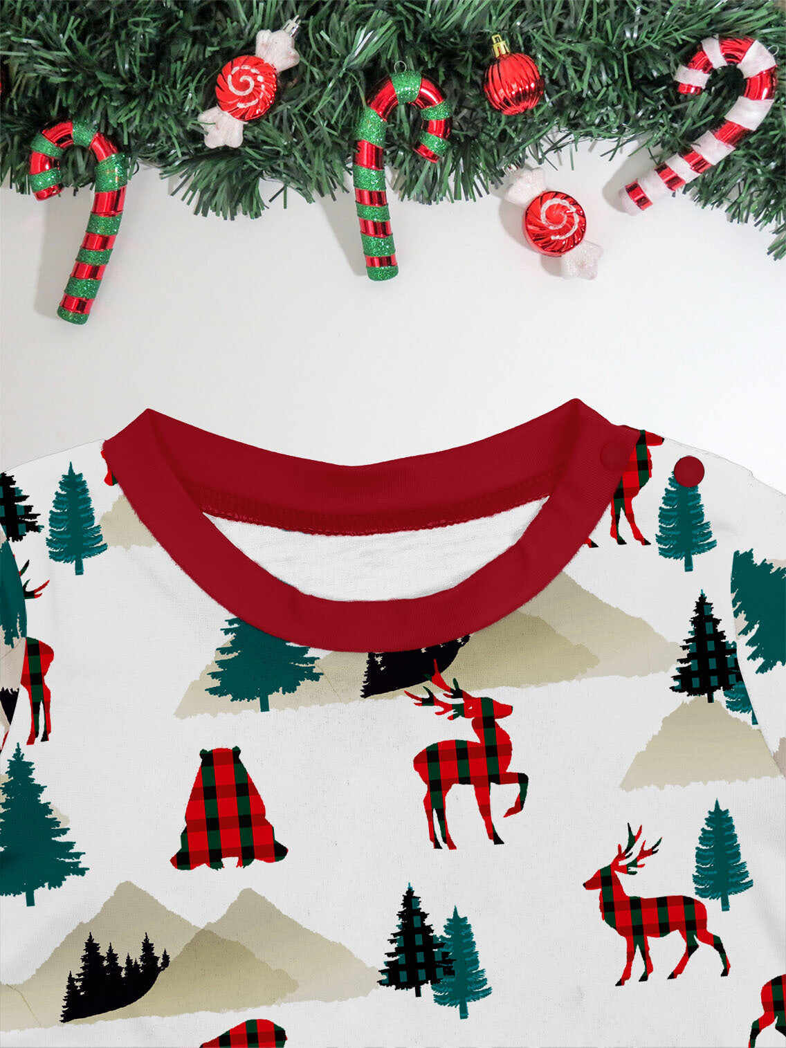 Christmas White Printed Family Matching Christmas Pajamas Sets