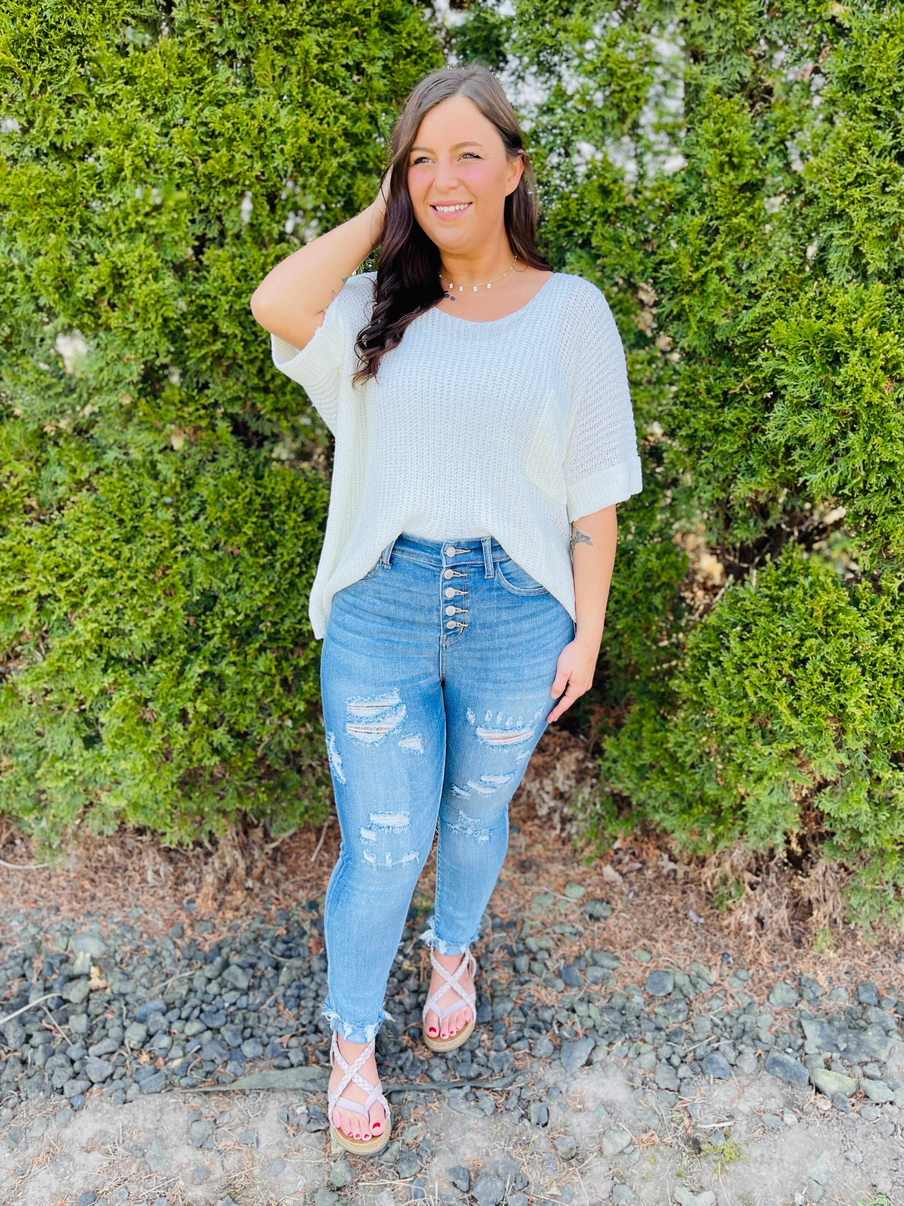 RESTOCK! PLUS/REG Cute As A Button Fly Skinny Jeans
