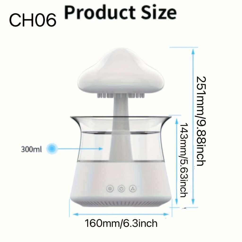 Creative Intelligent Multi-mode Multi-scene Colorful Lights Household Commercial Adjustable Rain Rain Cloud Humidifier USB Ultrasonic Atomization Colorful Night Light Cloud Raindrop Arrangement Machine (usb Interface Including Fcc, Ce, Rohs)