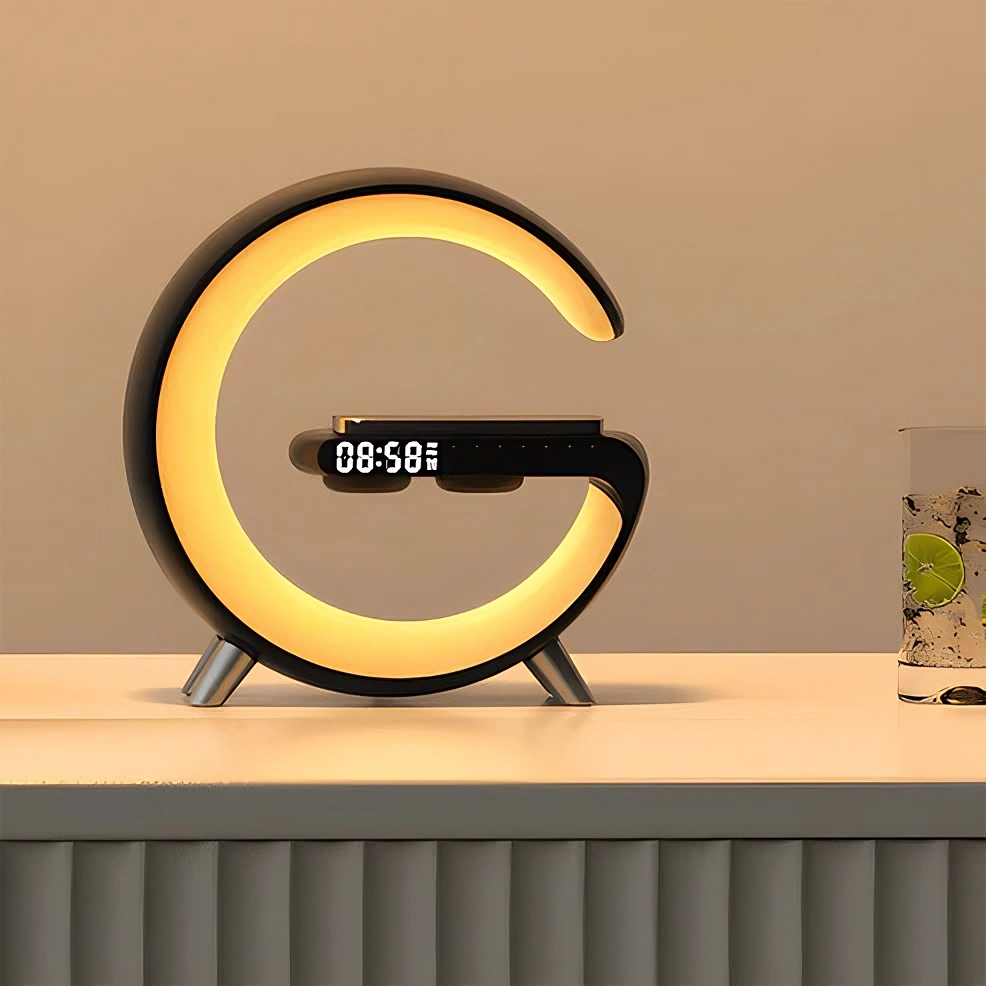 4-in-1 Alarm Clock, Mood Light, Speaker & Wireless Charger